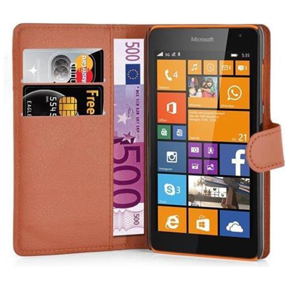 Cadorabo Custodia Compatibile Con Nokia Lumia 535 In Marrone Pastello - Coperchio Protettiva Con Chiusura Magnetica, Funzione Stand E Tasca Per Le Carte - Foto 2
