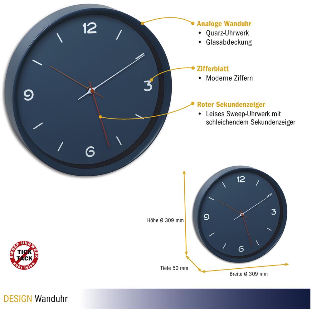 TFA 60.3056.06 petrol-blue Analogue Wall Clock - Foto 2