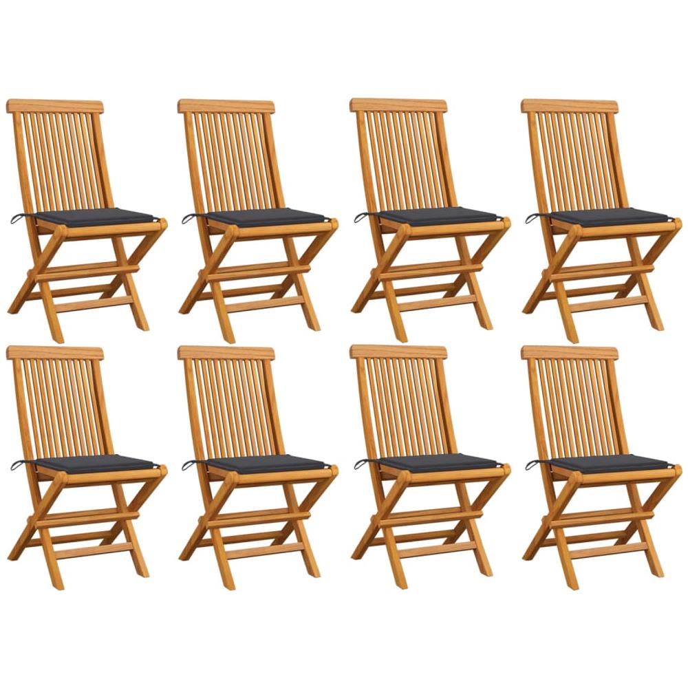 Sedie Da Giardino Con Cuscini Antracite 8 Pz Massello Di Teak - Foto 1