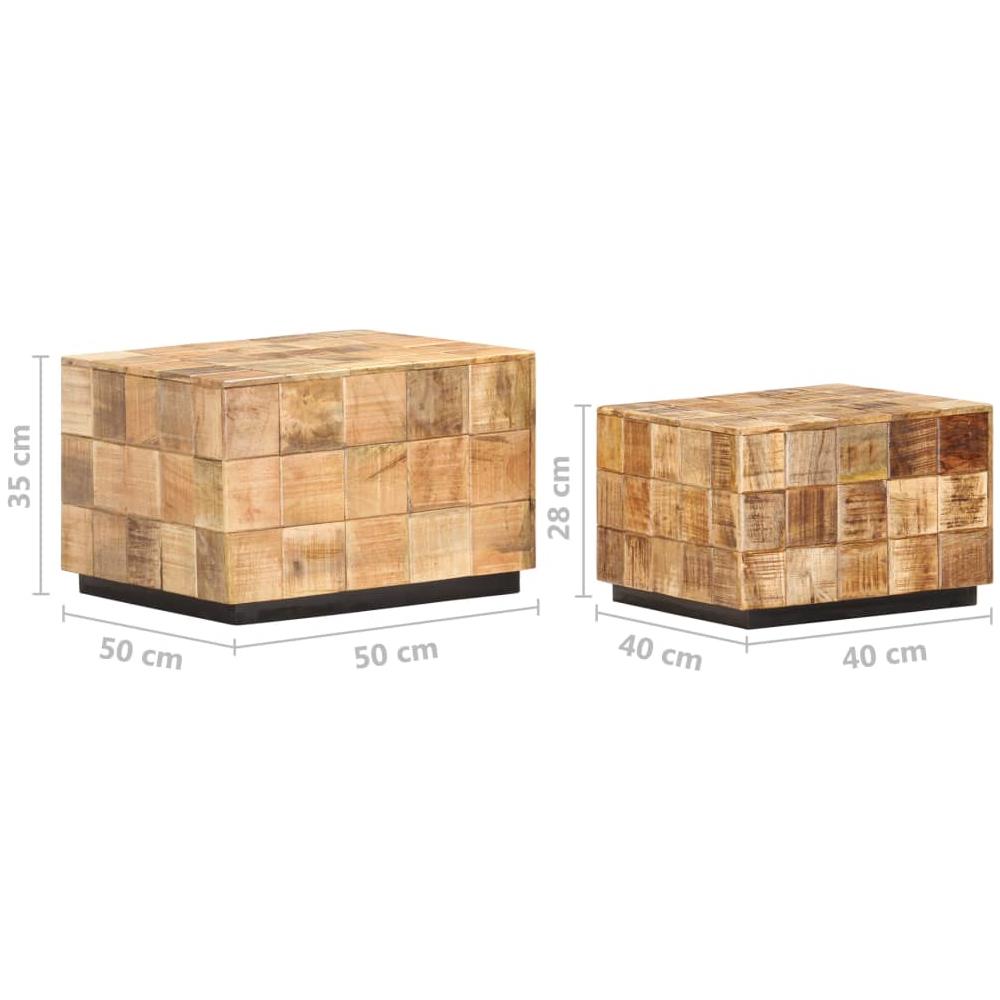 Tavolini Da Caff A Parallelepipedo 2 Pz Legno Di Mango Grezzo - Foto 8