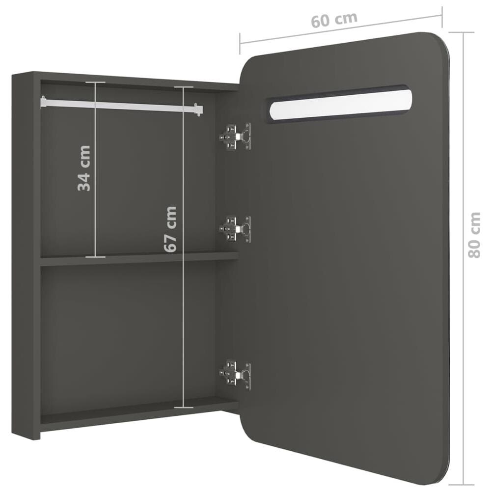 Armadietto Bagno con Specchio e LED Antracite 60x11x80 cm - Foto 7