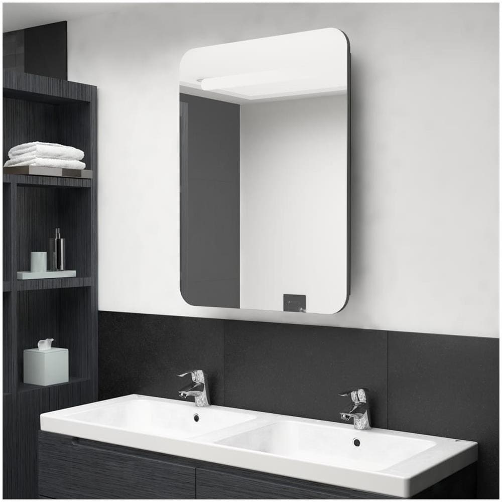 Armadietto Bagno con Specchio e LED Antracite 60x11x80 cm - Foto 1