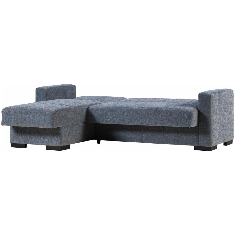 Divano Letto Contenitore Con Penisola Reversibile, Con 2 Cuscini, Colore Grigio, Misure 227 X 81 X 150 Cm - Foto 2