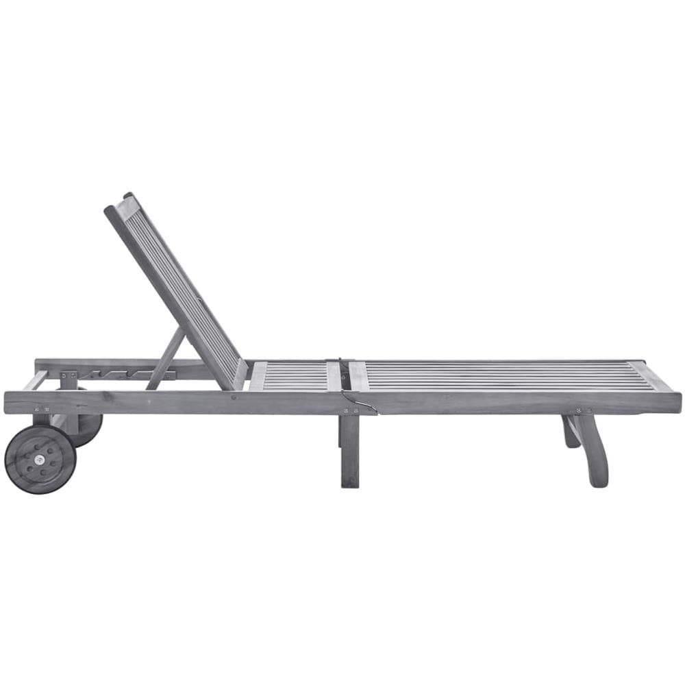 Sdraio da Giardino Grigia con Cuscino in Massello di Acacia - Foto 2