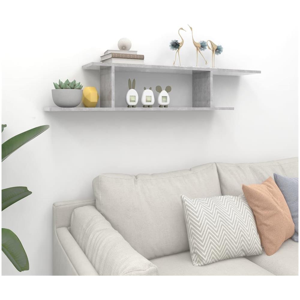 Scaffale TV Parete Grigio Cemento 125x18x23cm Legno Multistrato - Foto 3