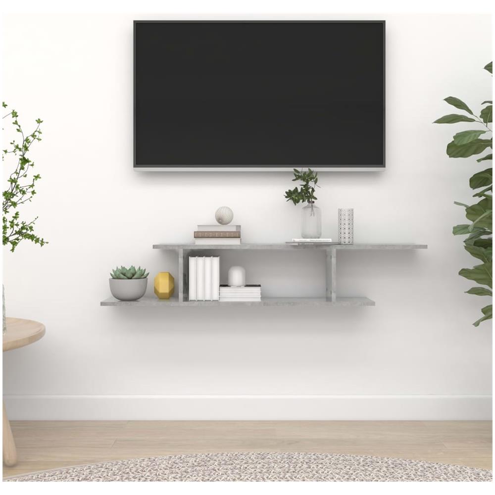 Scaffale TV Parete Grigio Cemento 125x18x23cm Legno Multistrato - Foto 1