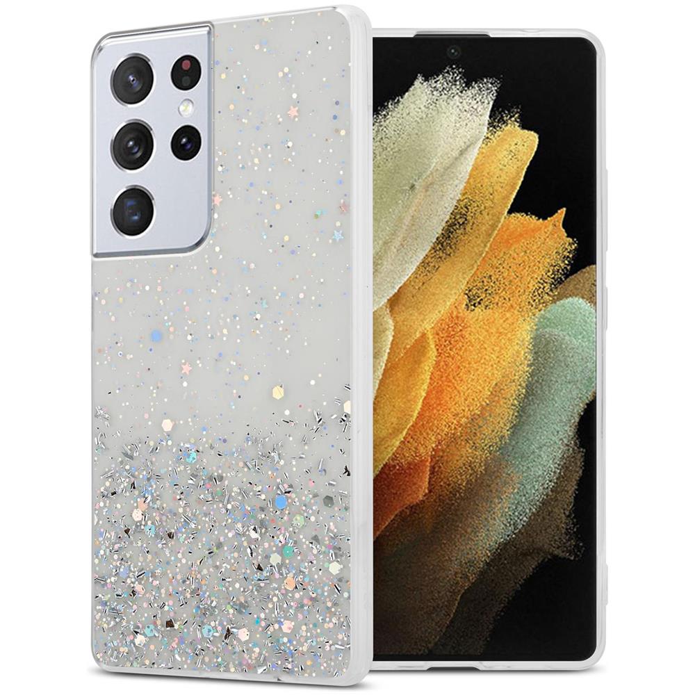 Custodia Compatibile Con Samsung Galaxy S21 Ultra In Trasparente Con Glitter - Coperchio Protettivo In Silicone Tpu Flessibile Con Glitter Scintillanti - Foto 1