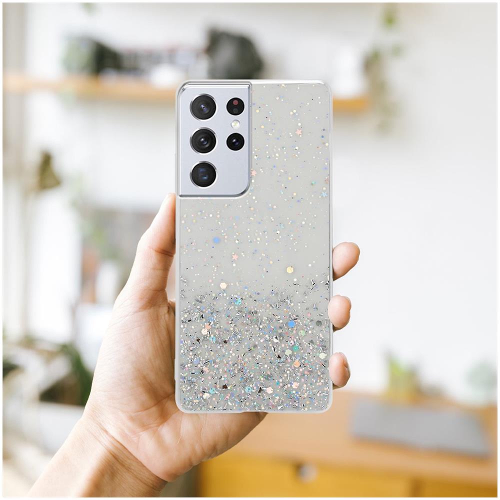 Custodia Compatibile Con Samsung Galaxy S21 Ultra In Trasparente Con Glitter - Coperchio Protettivo In Silicone Tpu Flessibile Con Glitter Scintillanti - Foto 8