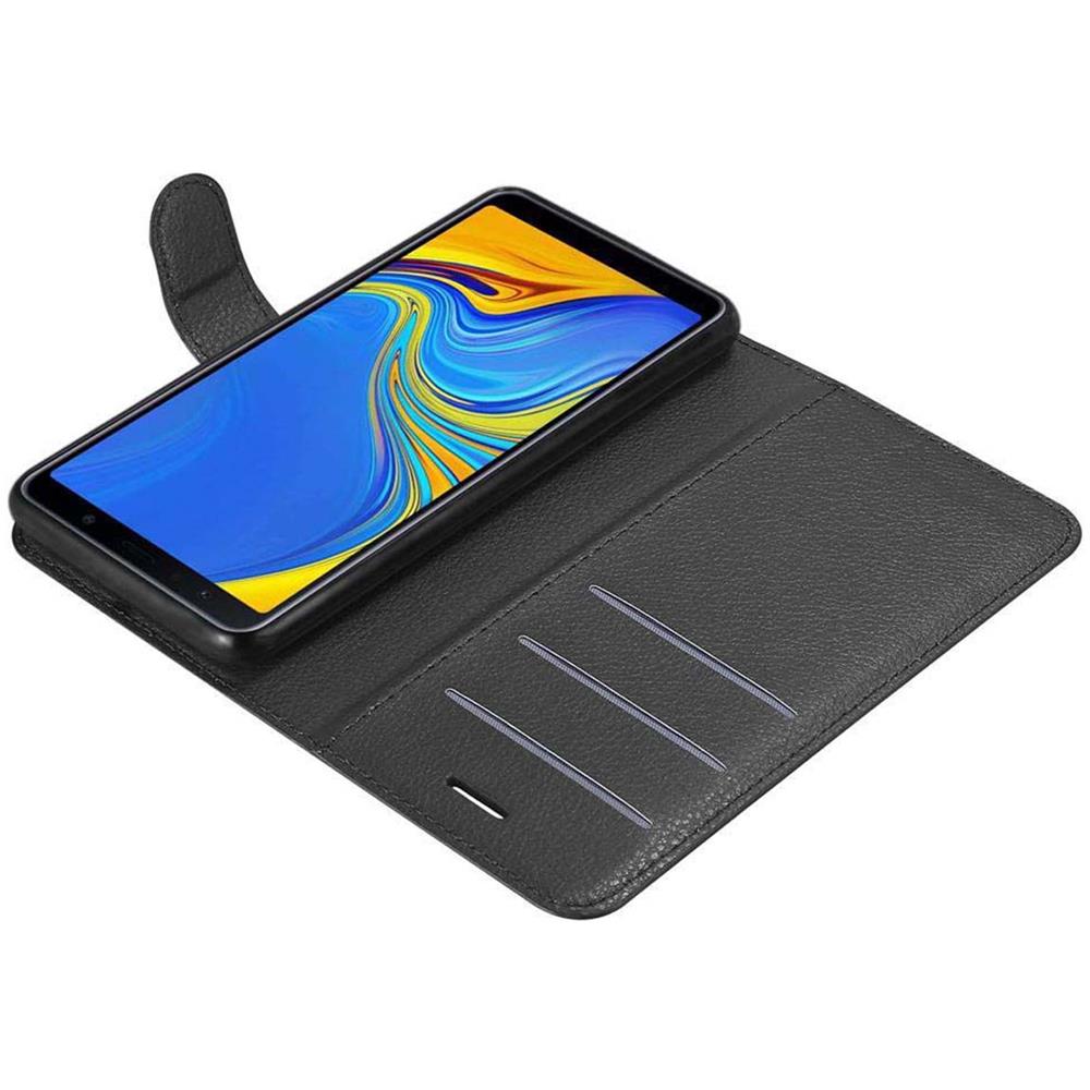 Custodia Compatibile Con Samsung Galaxy A7 2018 In Nero Carbone - Coperchio Protettiva Con Chiusura Magnetica, Funzione Stand E Tasca Per Le Carte - Foto 8