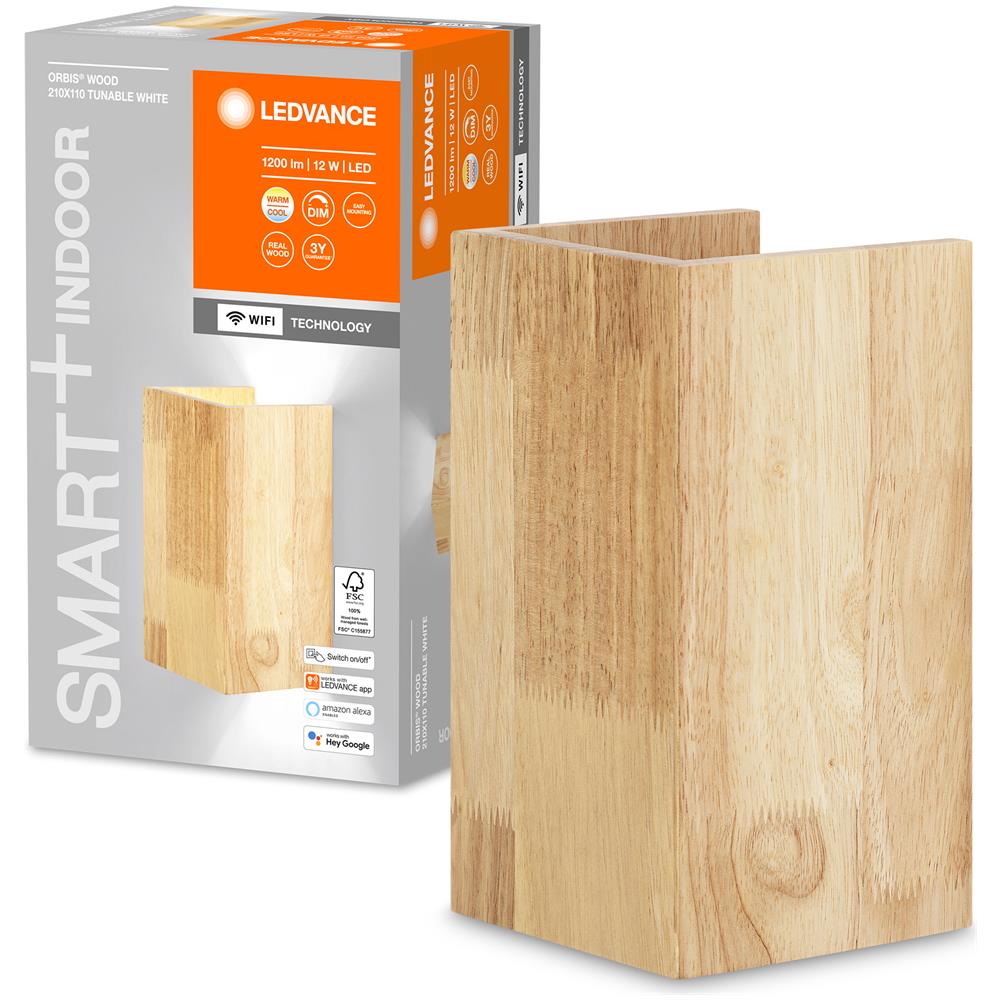Applique Da Parete Led 12w Legno Smart+ Wi-fi Ledvance 4058075574298 Legno 210x110x110 Mm Legno, pc - Foto 4