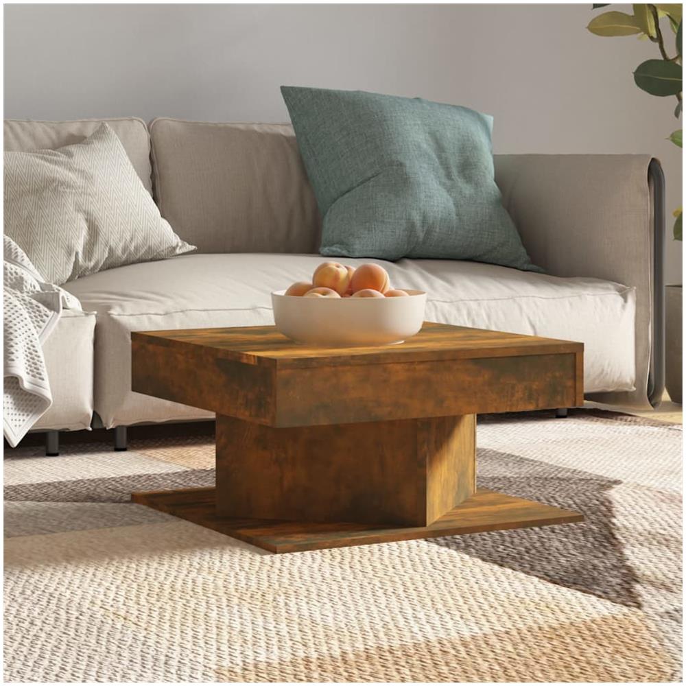 Tavolino Da Salotto Rovere Fumo 57x57x30cm In Legno Multistrato - Foto 1