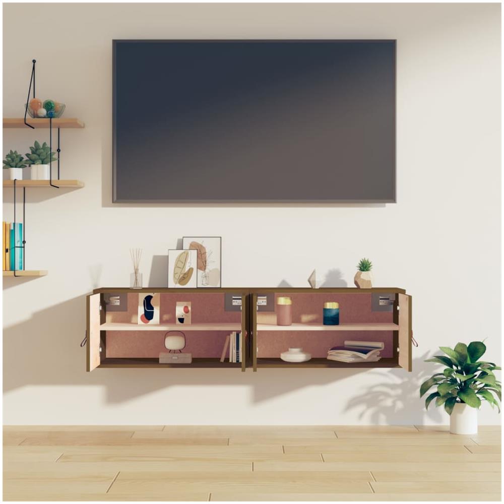 Pensili 2 Pz Marrone Miele 60x30x30cm In Legno Massello Di Pino - Foto 10