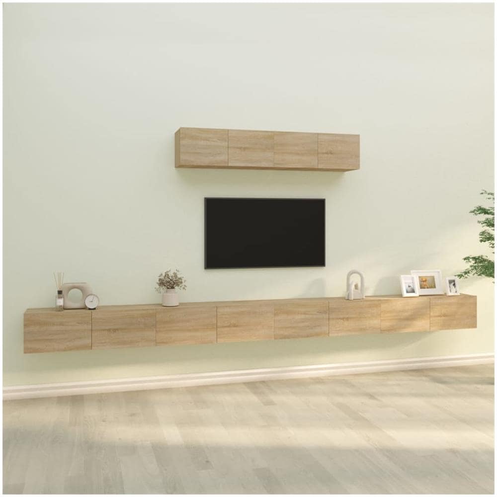 Set Di Mobili Porta Tv 6 Pz Rovere Sonoma In Legno Multistrato - Foto 1