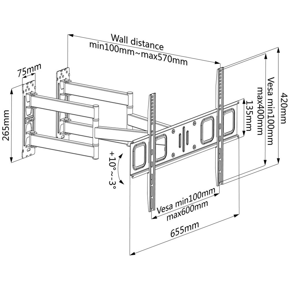 Staffa Universale Full-motion Per Fissaggio A Parete Ad Angolo Tv 32-70'' - Foto 2