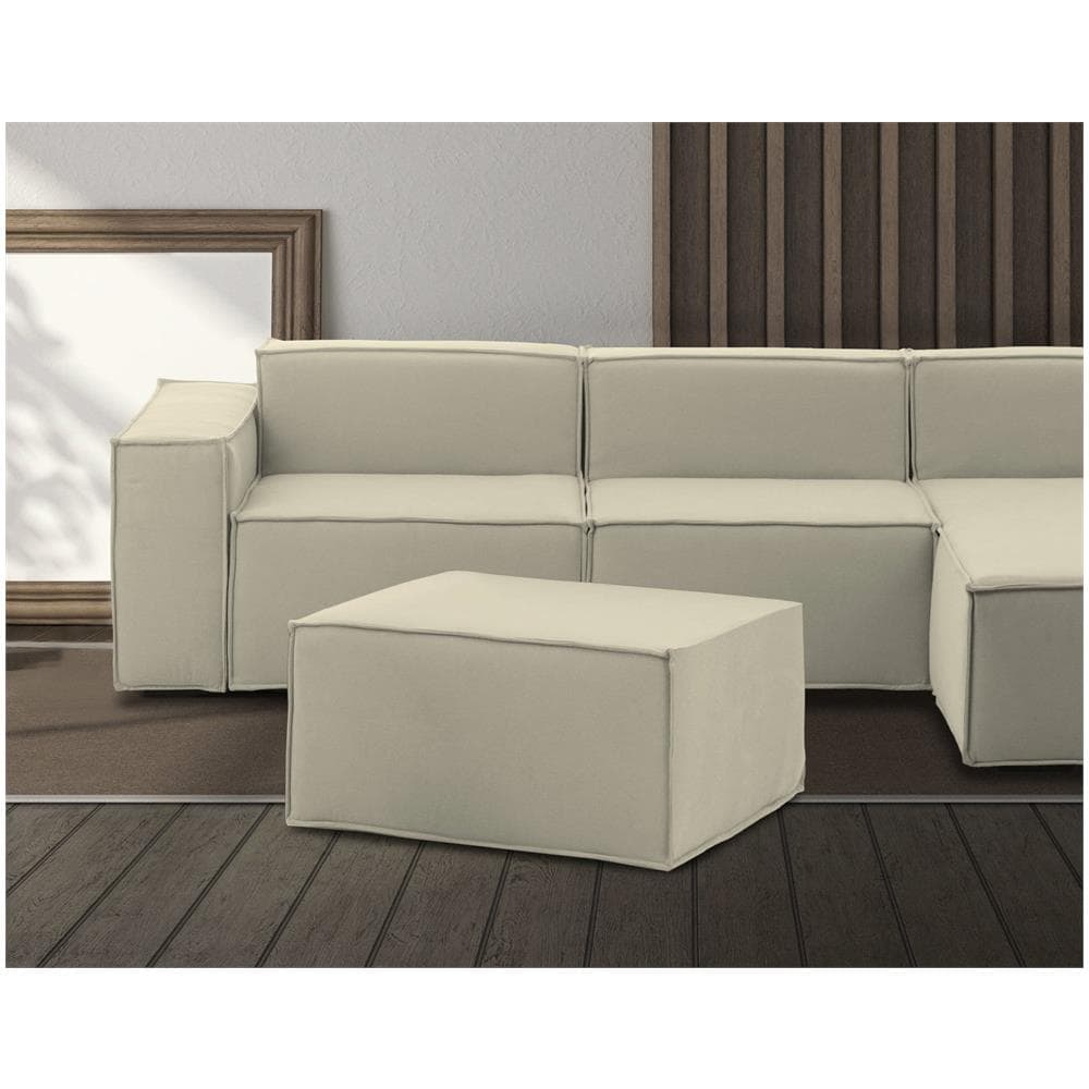 Pouf Barbara, Pouf Da Salotto, 100% Made In Italy, Poltroncina Relax In Tessuto Imbottito, Cm 80x70h43, Beige - Foto 1
