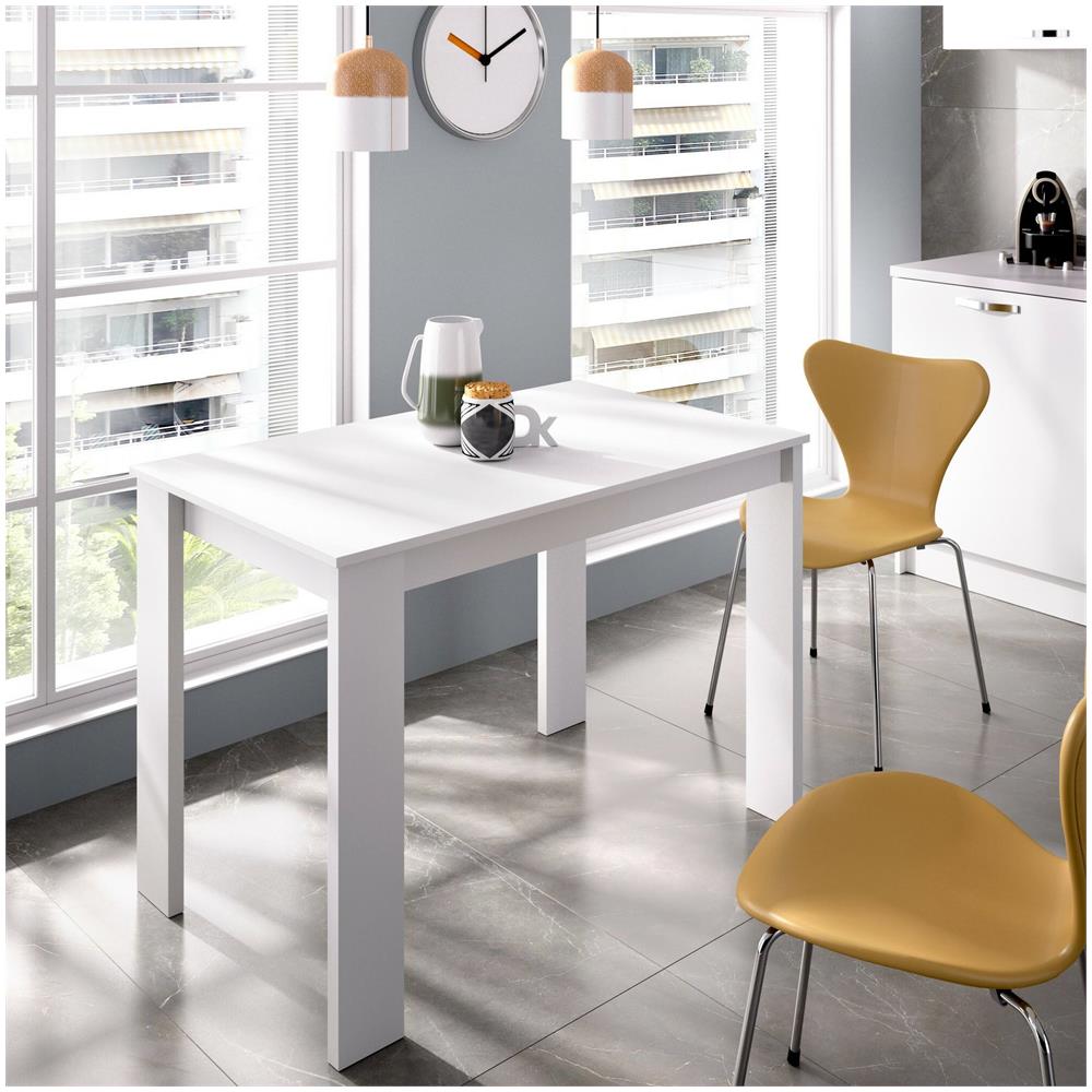 Tavolo Fisso Badile, Tavolo Da Pranzo Multiuso, Tavolo Rettangolare Da Cucina O Sala Da Pranzo, 110x67h77 Cm, Bianco - Foto 1