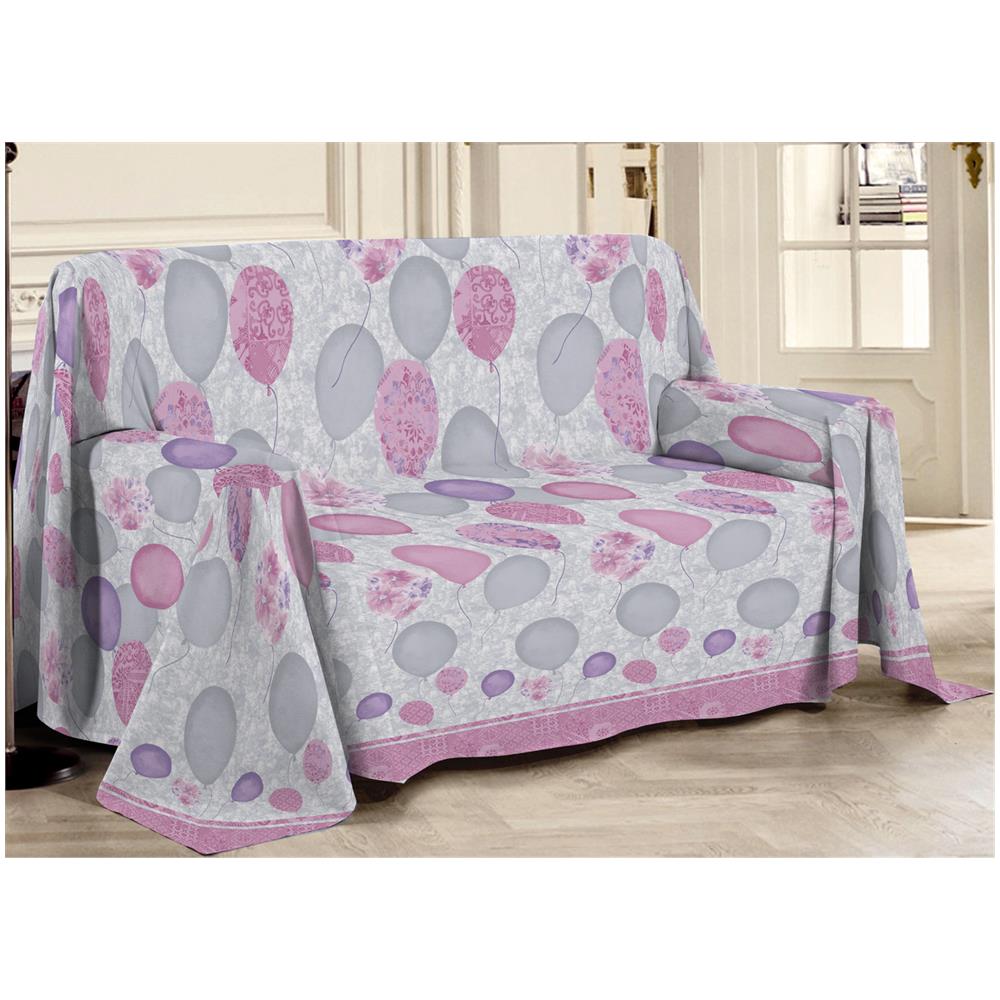 Telo Arredo Multiuso Linea Pensieri Delicati In Cotone Disegno Palloncini Singolo Rosa - Foto 1