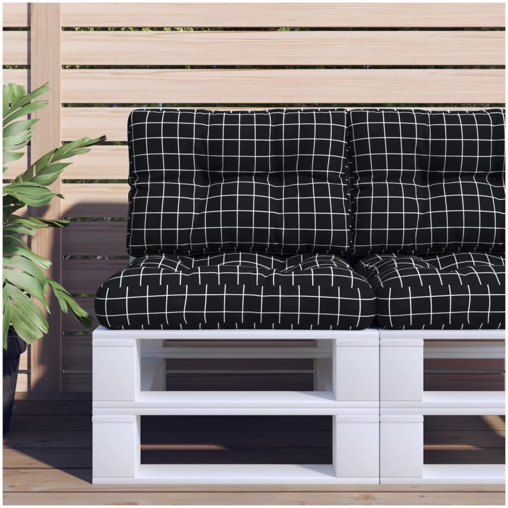 Cuscino Per Pallet Motivo A Quadri Nero 60x40x12 Cm In Tessuto - Foto 1