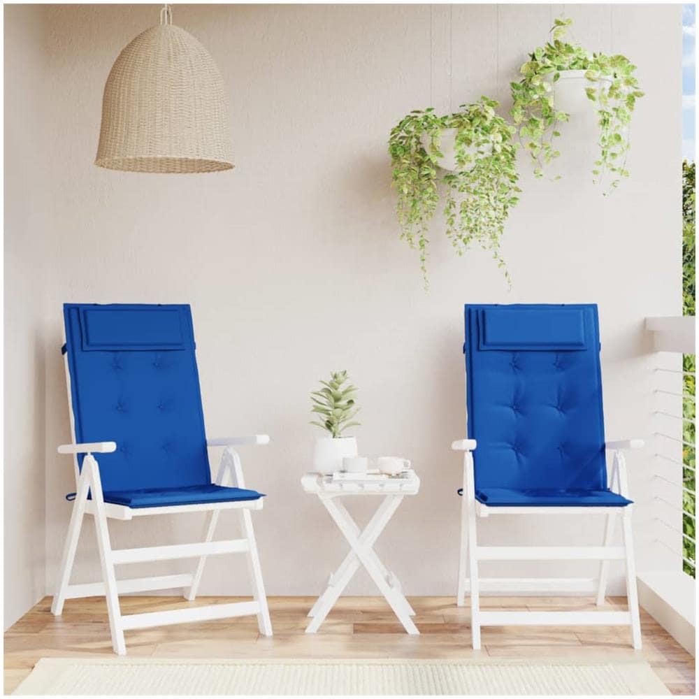 Cuscini Sedia Con Schienale Alto 2 Pz Blu Reale Tessuto Oxford - Foto 1