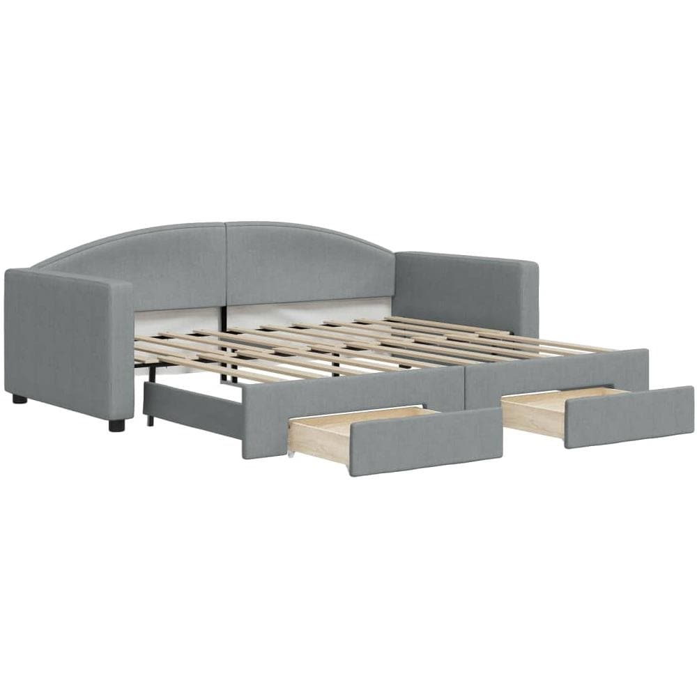 Divano Letto Estraibile Cassetti Grigio Chiaro 90x190cm Tessuto - Foto 1