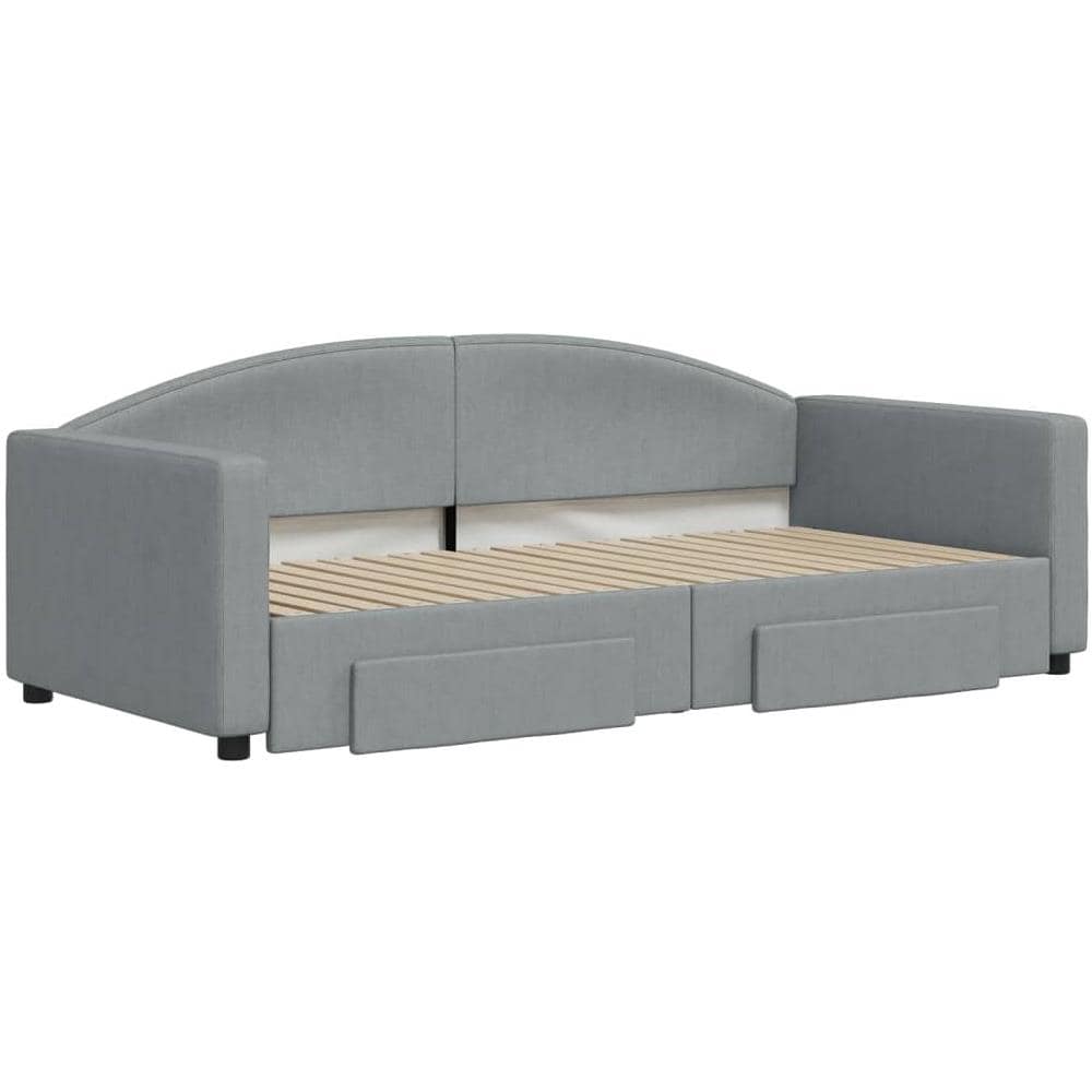 Divano Letto Estraibile Cassetti Grigio Chiaro 90x190cm Tessuto - Foto 2