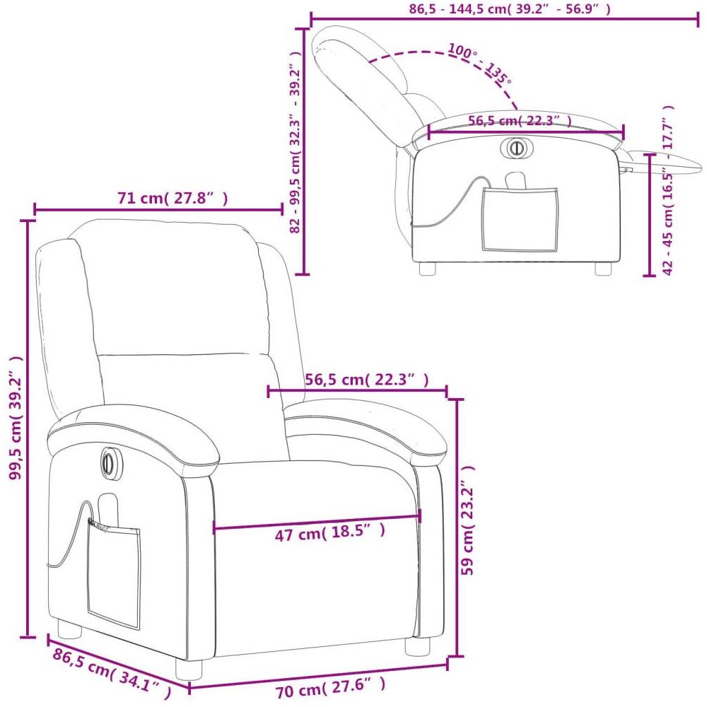 Poltrona Massaggiante Reclinabile Elettrica Tortora in Tessuto - Foto 10