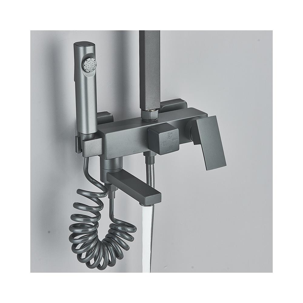 Colonna doccia, Blackswan, tipo M283, modello orientabile grigio antracite, con bocca girevole, doccia ad alta pressione e mensola, misura 114 cm - Foto 4