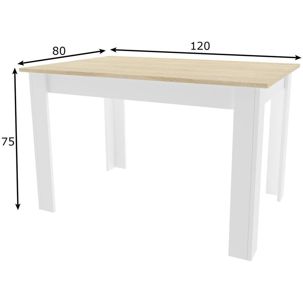 Tavolo da pranzo rettangolare moderno 80x120 cm, rovere Sonoma + bianco - Foto 1