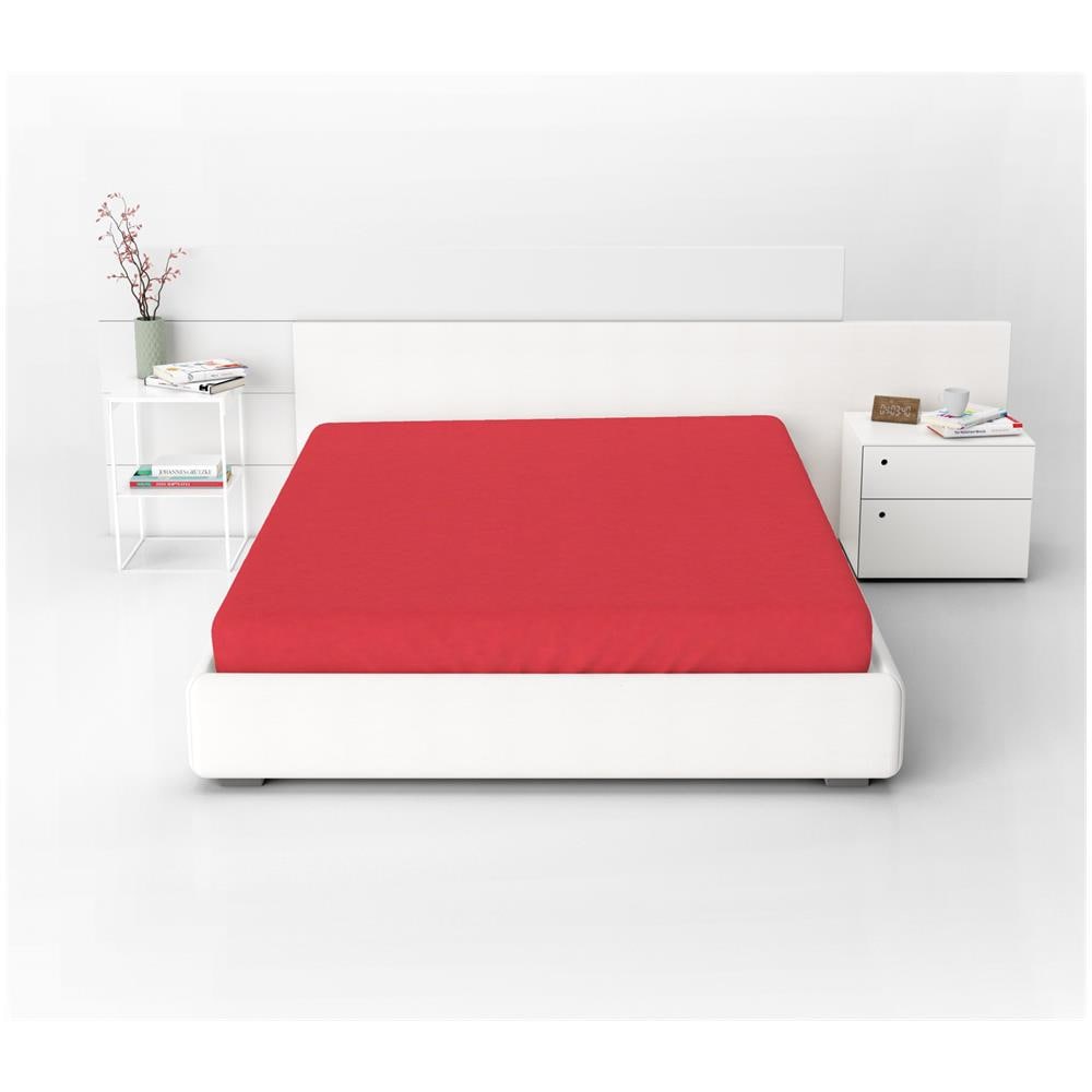 Lenzuolo in jersey 220x200 - Rosso - Con elastico - Alta qualità - Comfort durante il sonno - Foto 1