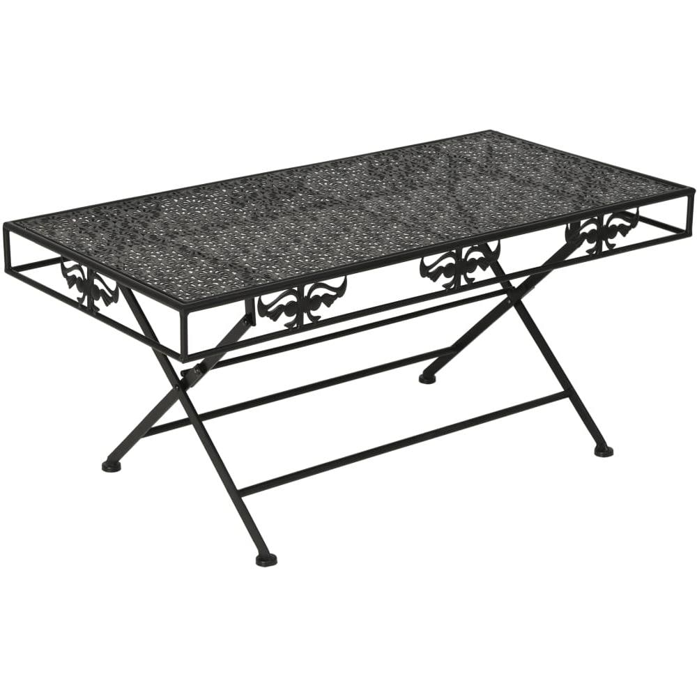 Tavolino Da Caffè Pieghevole Vintage Metallo 100x50x45 Cm Nero - Foto 1