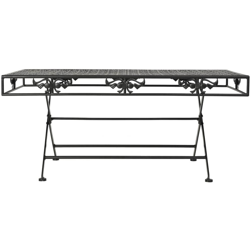 Tavolino Da Caffè Pieghevole Vintage Metallo 100x50x45 Cm Nero - Foto 2