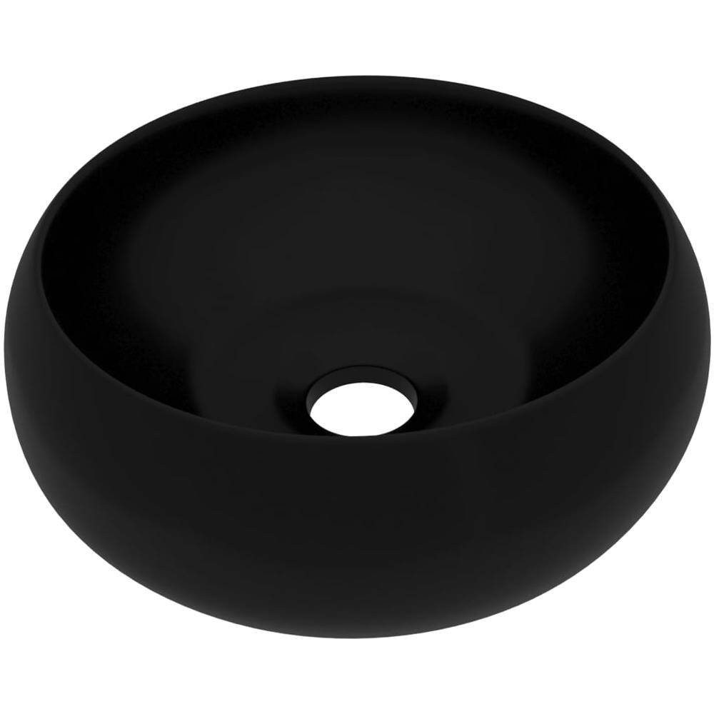 Lavandino Lusso Rotondo Nero Opaco 40x15 cm in Ceramica - Foto 1
