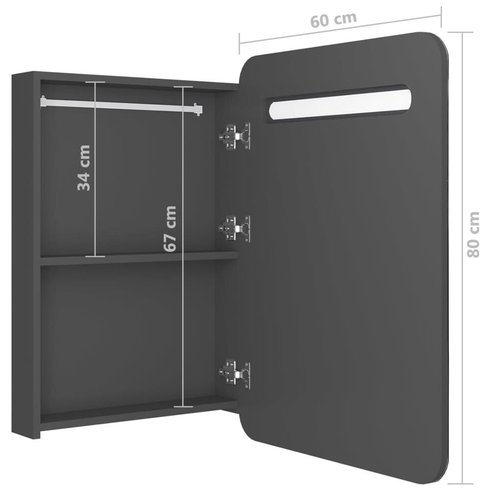 Armadietto Bagno con Specchio e LED Grigio 60x11x80 cm - Foto 7
