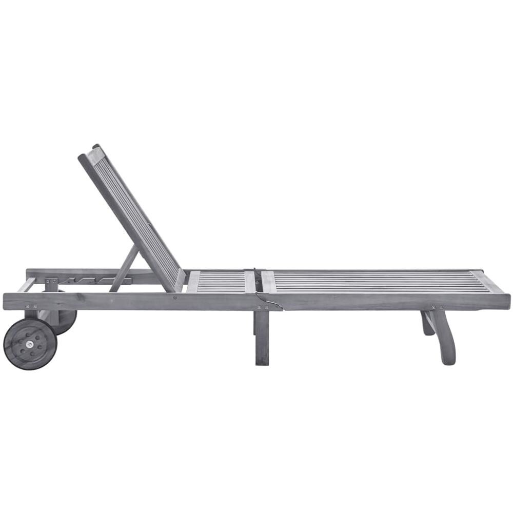 Sdraio da Giardino Grigia con Cuscino in Massello di Acacia - Foto 2