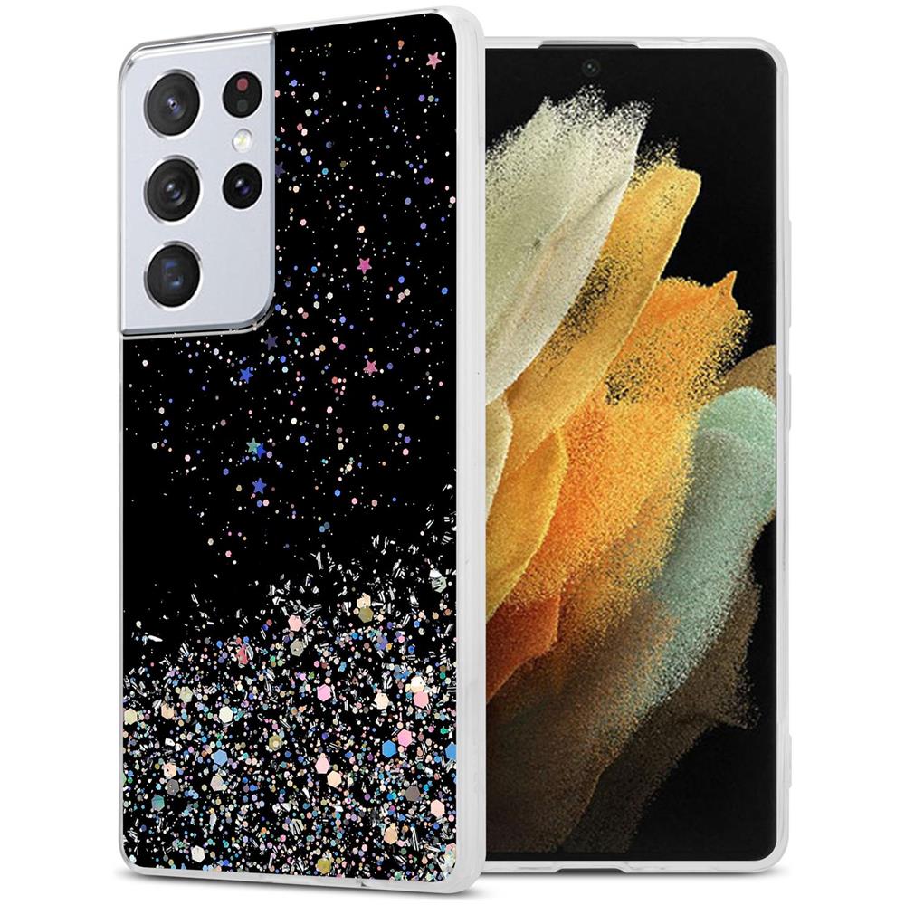 Custodia Compatibile Con Samsung Galaxy S21 Ultra In Nero Con Glitter - Coperchio Protettivo In Silicone Tpu Flessibile Con Glitter Scintillanti - Foto 1