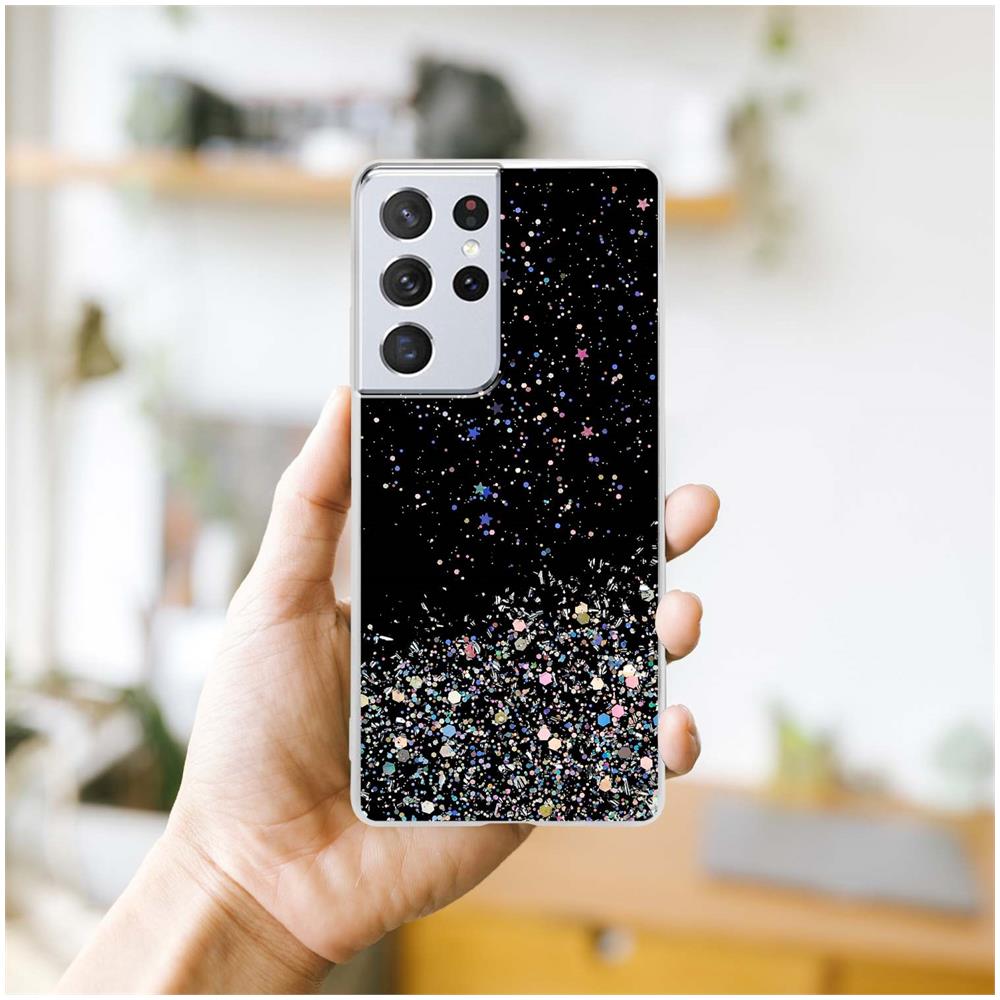 Custodia Compatibile Con Samsung Galaxy S21 Ultra In Nero Con Glitter - Coperchio Protettivo In Silicone Tpu Flessibile Con Glitter Scintillanti - Foto 8