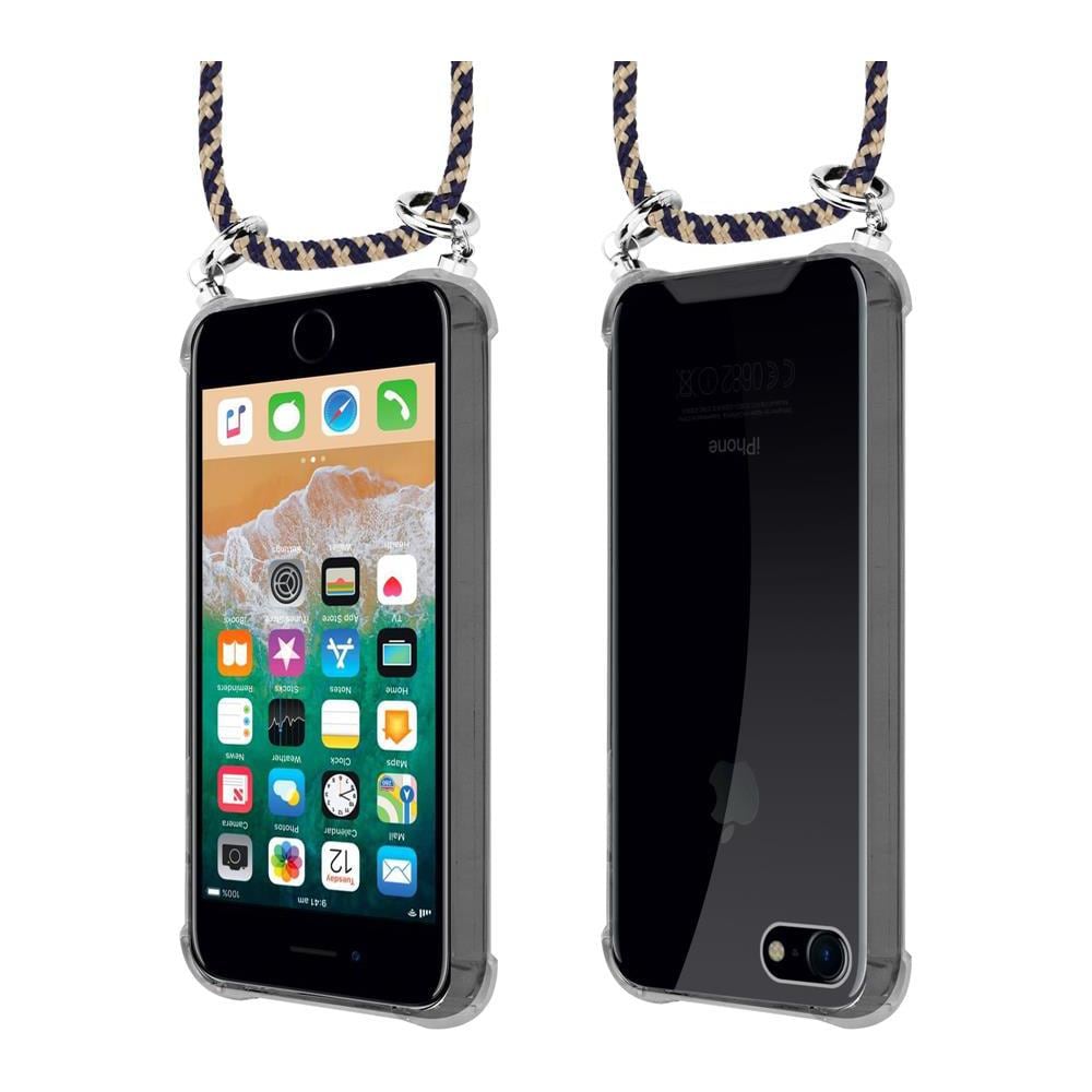 Catena Di Telefoni Cellulari Compatibile Con Apple Iphone 7 / 7s / 8 / Se 2020 In Blu Scuro Giallo - Coperchio Protettivo In Silicone Con Anelli D'argento, Cinturino In Corda E Custodia Staccabile - Foto 8