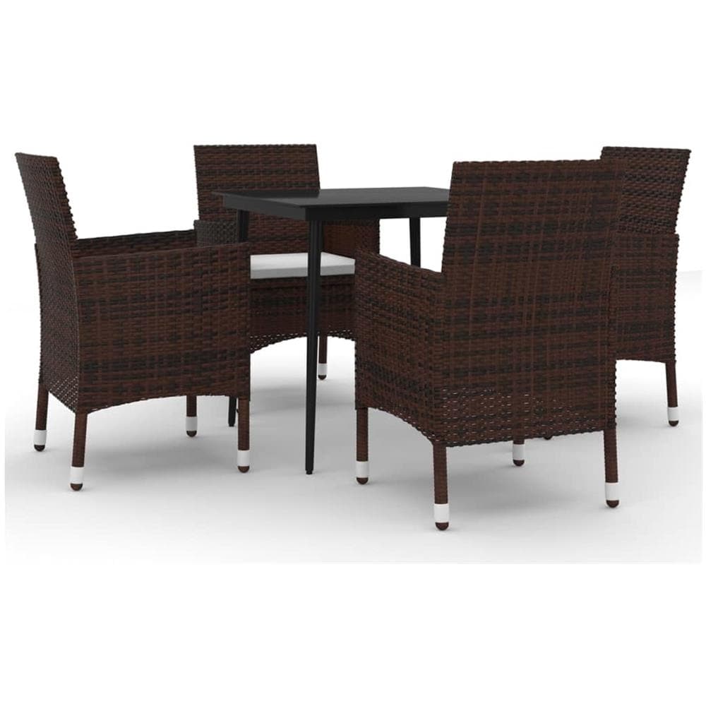 Set Da Pranzo Per Giardino 5 Pz Con Cuscini Polyrattan E Vetro - Foto 2