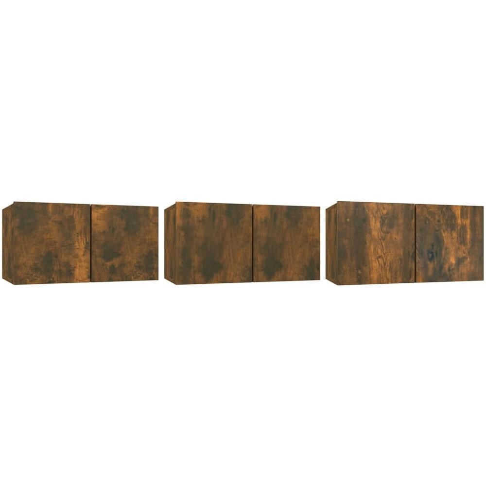 Mobili Porta Tv Pensili 3 Pz Rovere Fumo 60x30x30 Cm - Foto 1