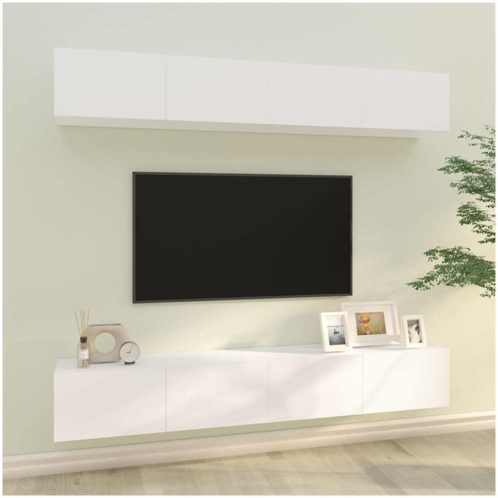 Mobili Porta Tv A Parete 4 Pz Bianchi 100x30x30 Cm - Foto 1