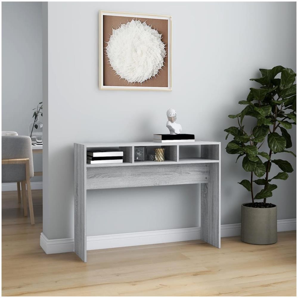 Tavolino Consolle Grigio Sonoma 105x30x80 Cm Legno Multistrato - Foto 3