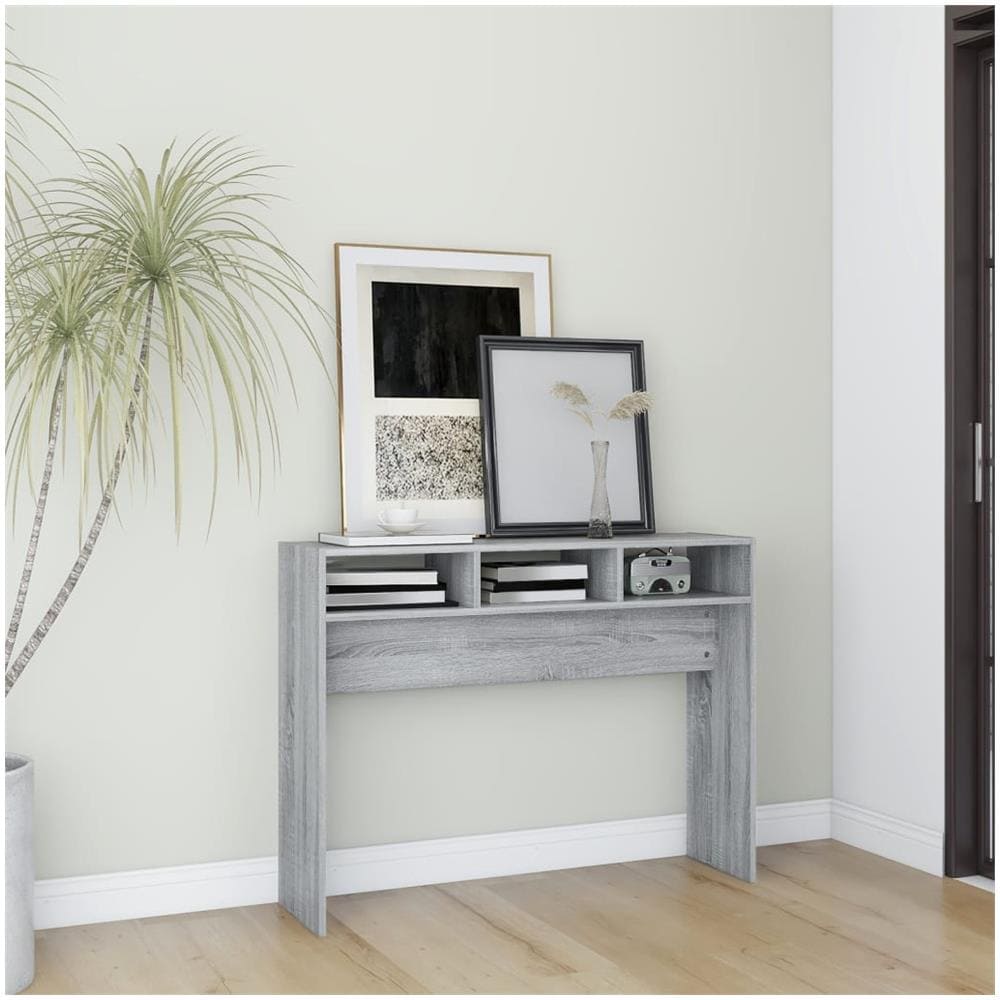 Tavolino Consolle Grigio Sonoma 105x30x80 Cm Legno Multistrato - Foto 1