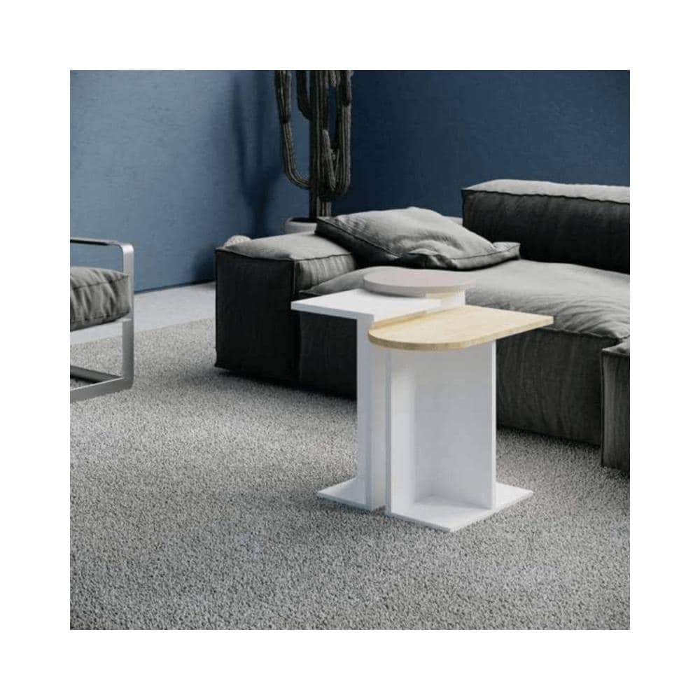 Tris Tavolino Da Salotto Mund Bianco Rovere Light Mocha - Foto 1