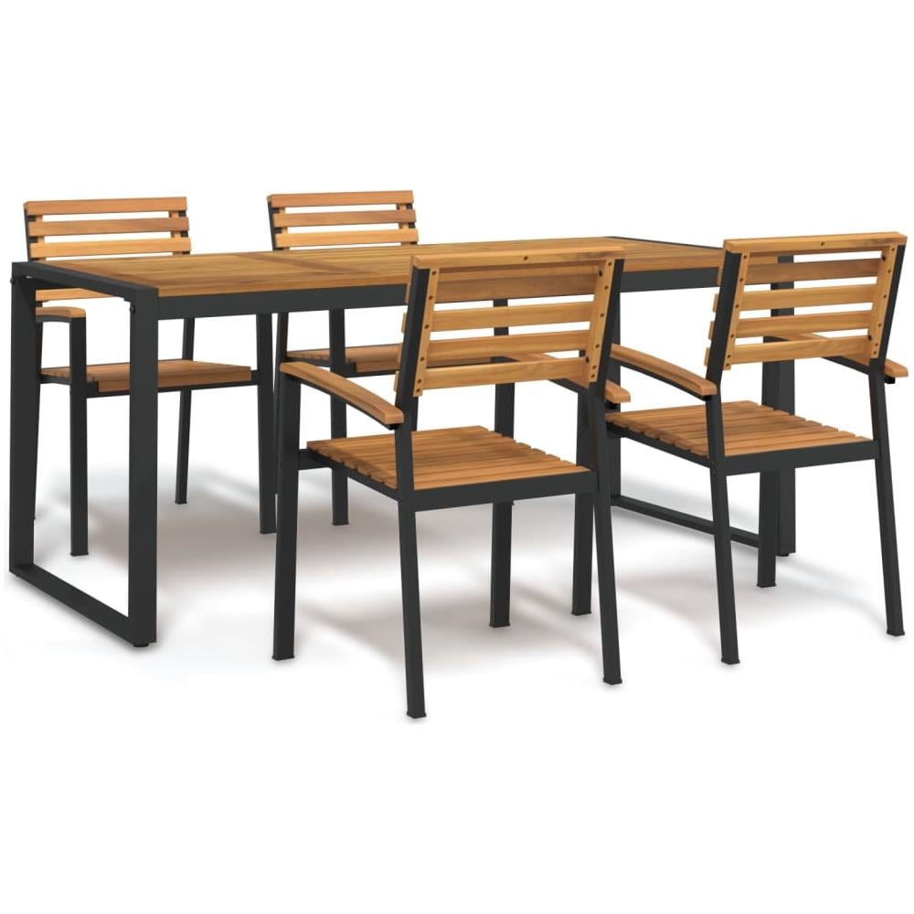 Set Pranzo Da Giardino 5 Pz Legno Massello Di Acacia E Metallo - Foto 1