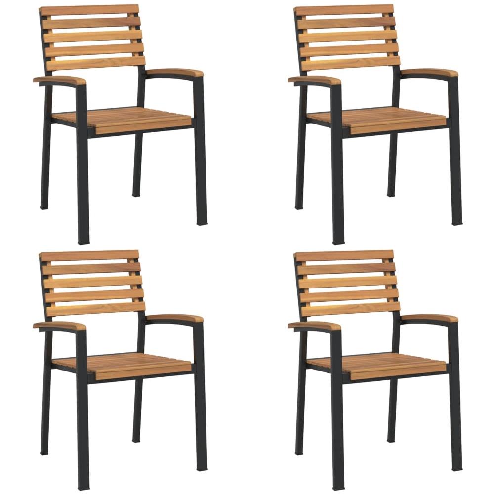Set Pranzo Da Giardino 5 Pz Legno Massello Di Acacia E Metallo - Foto 3