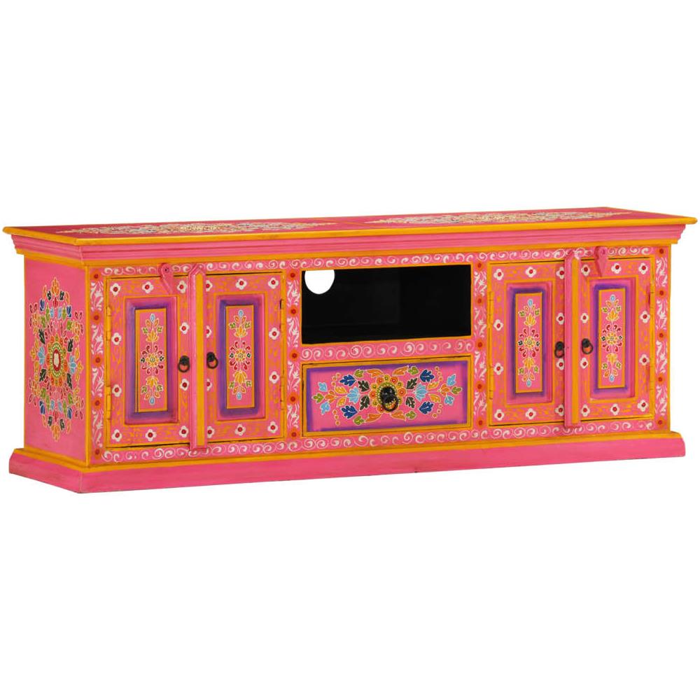 Mobile Porta Tv Rosa 110x30x40 Cm In Legno Massello Di Mango - Foto 1