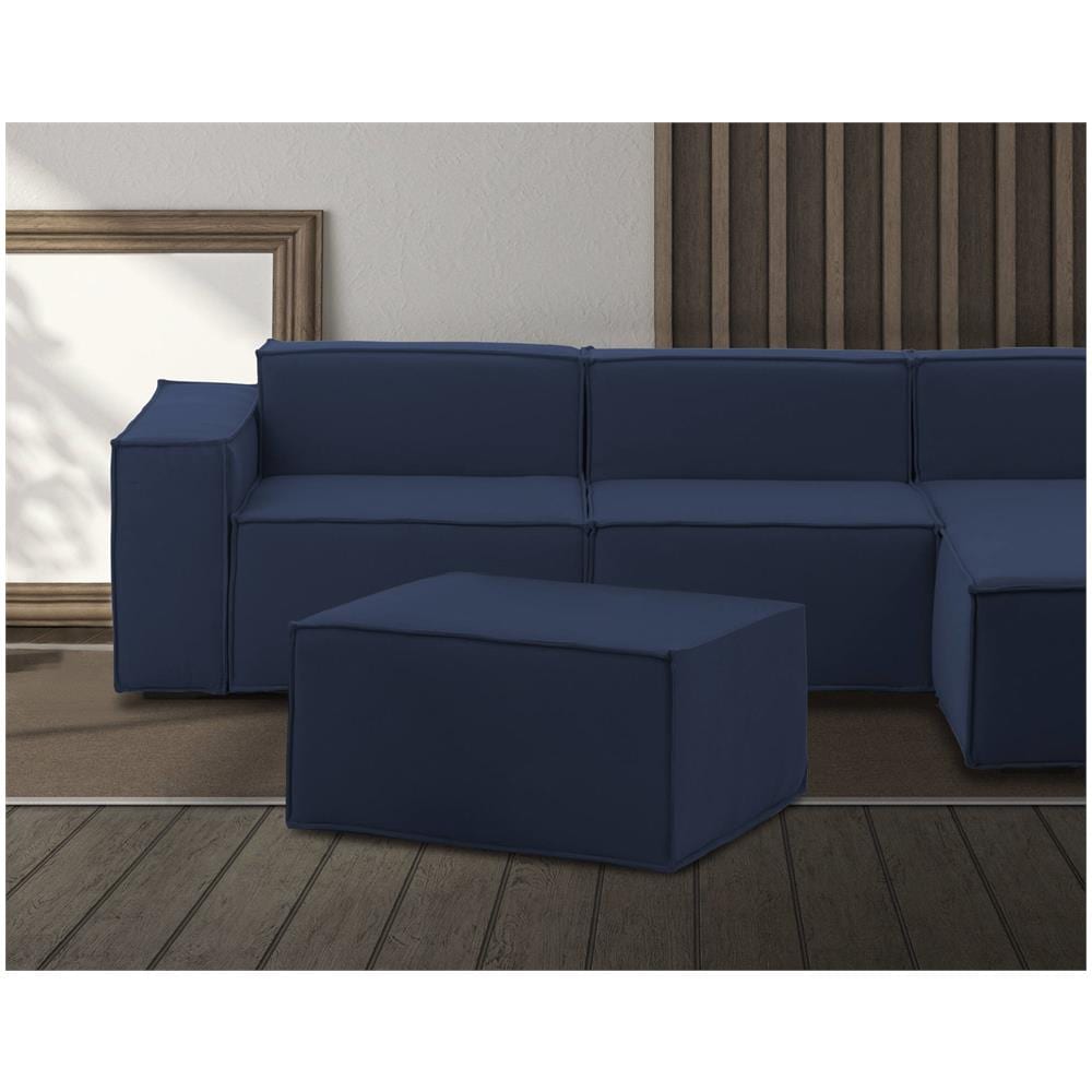 Pouf Barbara, Pouf Da Salotto, 100% Made In Italy, Poltroncina Relax In Tessuto Imbottito, Cm 80x70h43, Blu - Foto 1