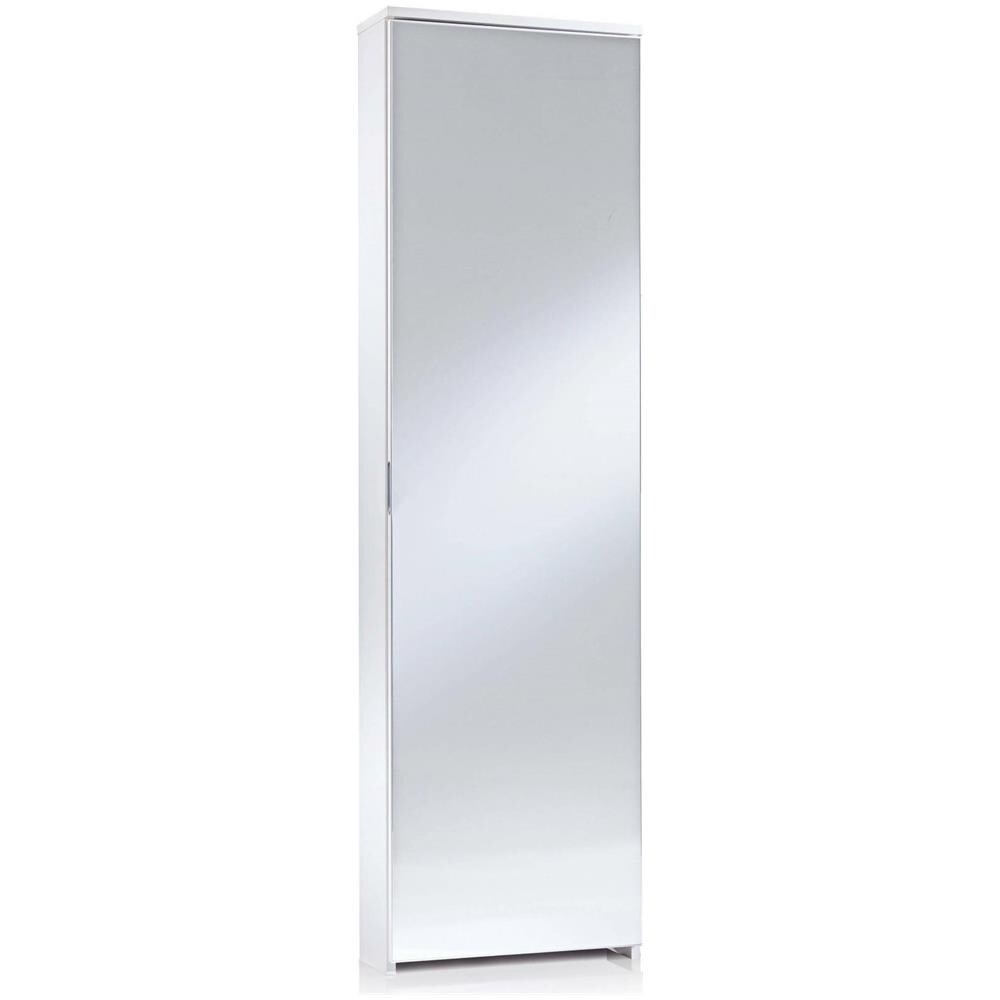 Scarpiera Ciclamino, Mobile Multiuso Da Ingresso Con Anta A Specchio, Armadio Moderno Portascarpe A 5 Ripiani, 100% Made In Italy, 50x18h178 Cm, Bianco - Foto 2