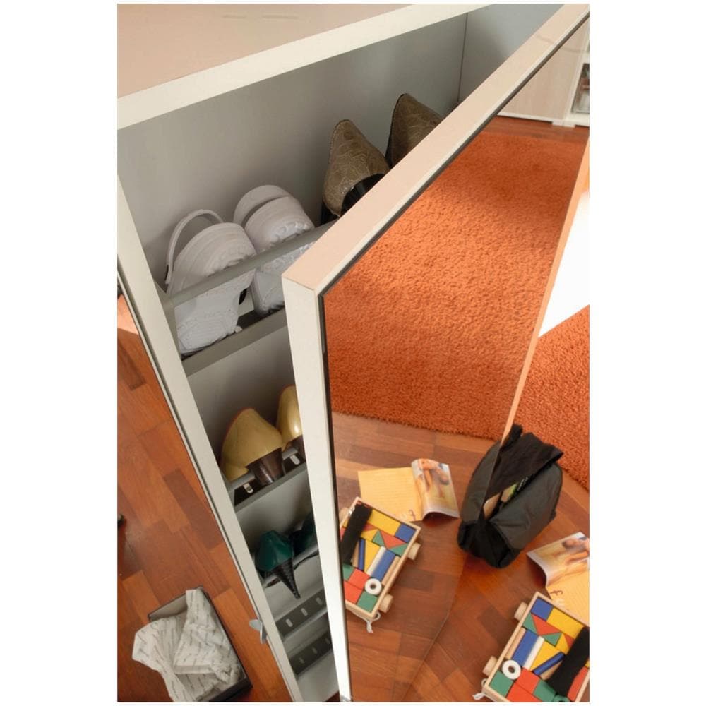 Scarpiera Ciclamino, Mobile Multiuso Da Ingresso Con Anta A Specchio, Armadio Moderno Portascarpe A 5 Ripiani, 100% Made In Italy, 50x18h178 Cm, Bianco - Foto 4