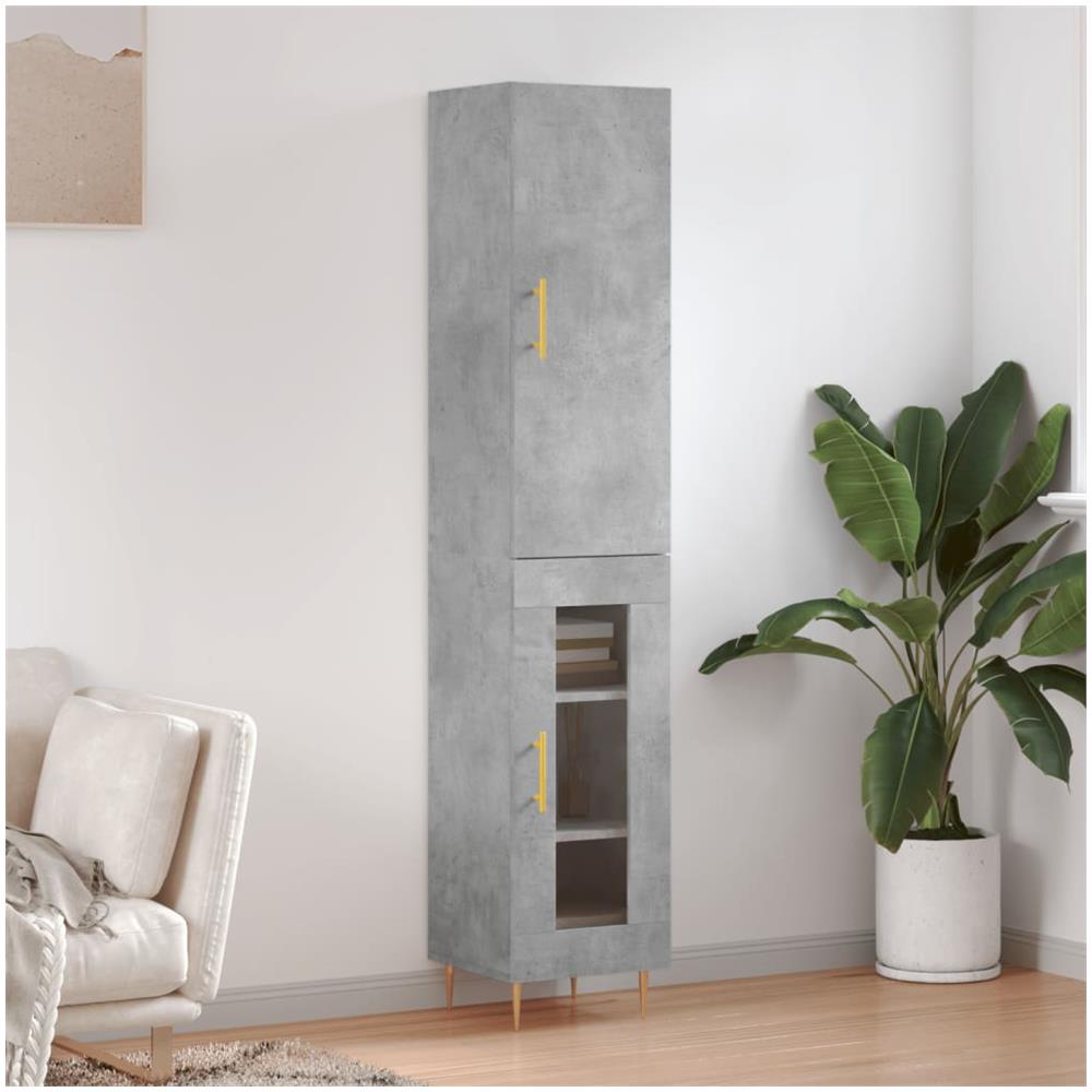 Credenza Grigio Cemento 34,5x34x180 Cm In Legno Multistrato - Foto 1